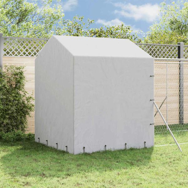vidaXL Outdoor Dog Kennel with Roof Silver 2x14x2.5 m Galvanised Steel