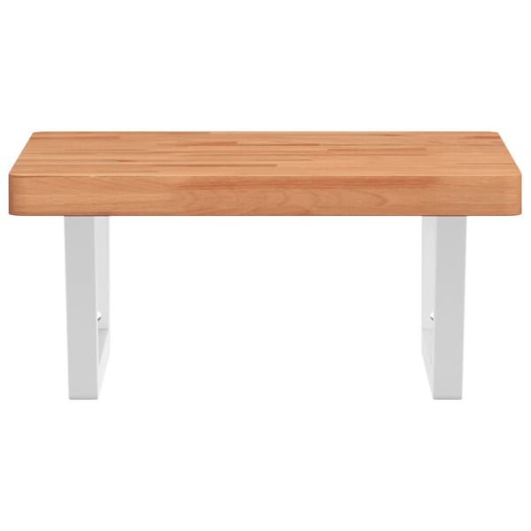 vidaXL Basin Shelf Wall Mounted Steel and Solid Wood Beech