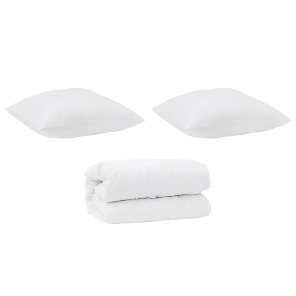 vidaXL Duvet with Pillow 3 pcs White Microfibre