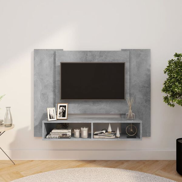 vidaXL Wall TV Cabinet Concrete Grey 120x23.5x90 cm Engineered Wood