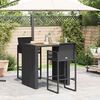 vidaXL 3 Piece Garden Bar Set without Cushions Black Poly Rattan Acacia