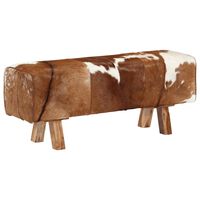 vidaXL Bench Brown and White 110x30x45 cm Real Goat Leather