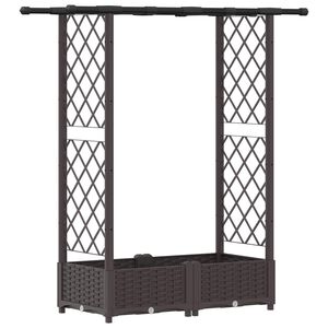 vidaXL Raised Bed with Trellis and Roof Brown 122.5 x 40 x 123 cm PP