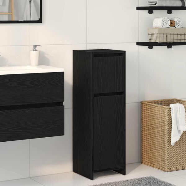 vidaXL Bathroom Cabinet Black Oak 30 x 30 x 95 cm Engineered Wood