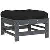 vidaXL Garden Footstools with Cushions 2pcs Grey Solid Wood Pine