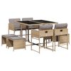 vidaXL 9 Piece Garden Dining Set with Cushions Mix Beige Poly Rattan