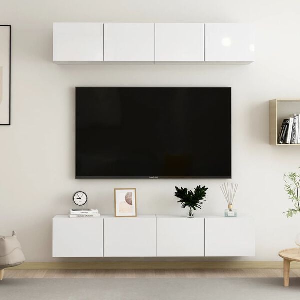 vidaXL TV Cabinets 4 pcs High Gloss White 80x30x30 cm Engineered Wood