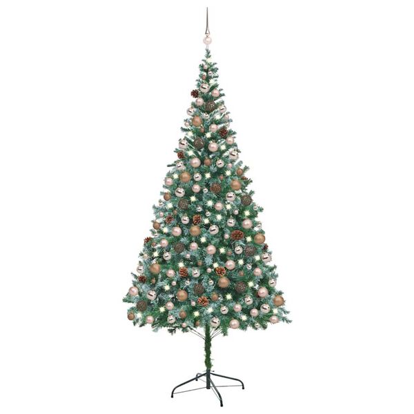 vidaXL Artificial Pre-lit Christmas Tree with Ball Set Pinecones 210 cm