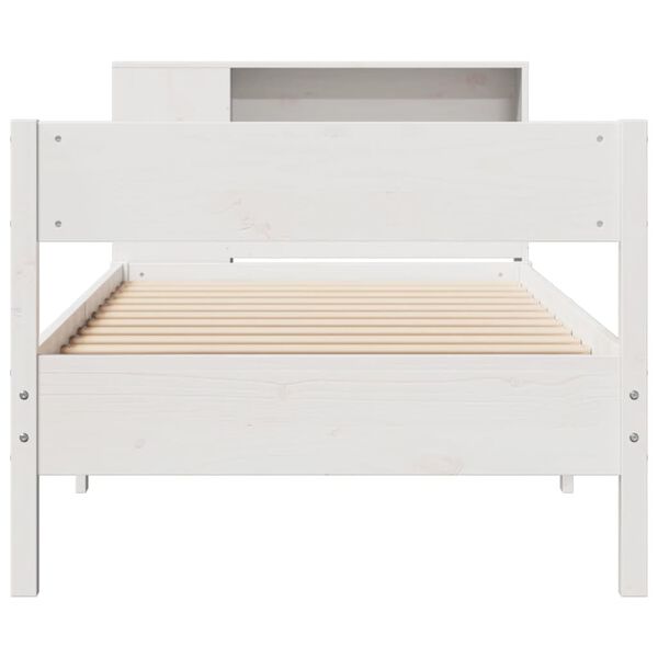 vidaXL Bookcase Bed without Mattress White 75x190 cm Small Single Solid Wood Pine