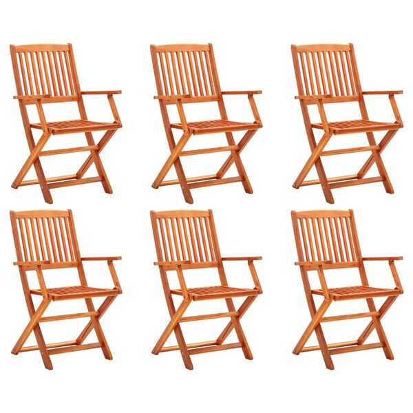 vidaXL Folding Garden Chairs 6 pcs Solid Eucalyptus Wood