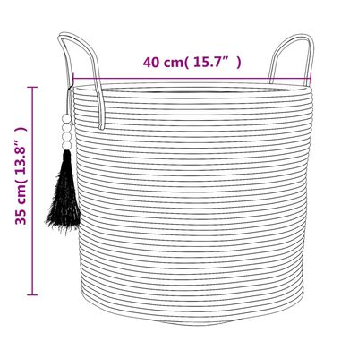 vidaXL Storage Basket White Ø40x35 cm Cotton