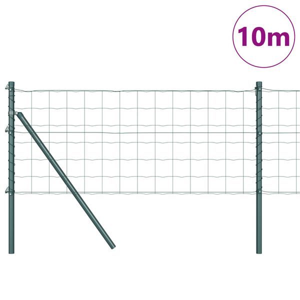 vidaXL Fence with Posts Green 0.4 x 10 m Steel