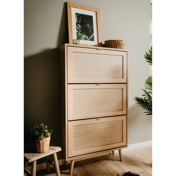 Finori Shoe Cabinet Bali 49A Sonoma Oak and Cane Print