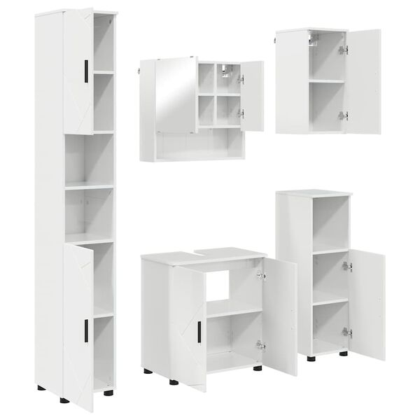 vidaXL Bathroom Furniture Set Wall-mounted 5 pcs High Gloss White