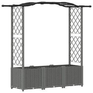 vidaXL Raised Bed with Trellis and Roof Light Grey 164 x 40 x 138 cm