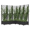 vidaXL Garden Planter with Trellis Black 120x120x121.5 cm PP
