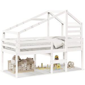 vidaXL High Sleeper Bed without Mattress White 80x200 cm Solid Wood Pine