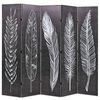 vidaXL Folding Room Divider 200x170 cm Feathers Black and White