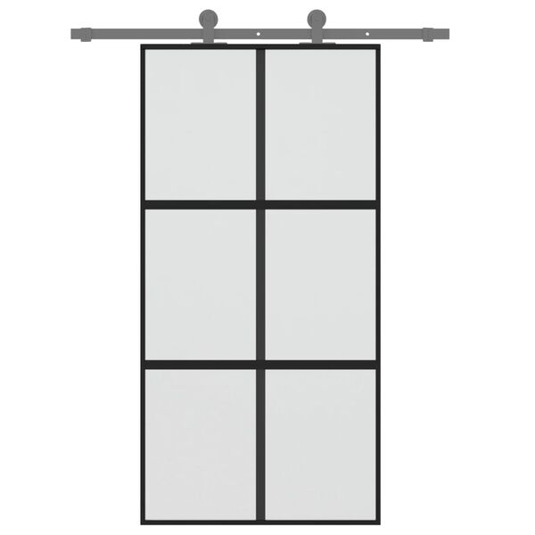 vidaXL Sliding Door Black 102.5x205 cm Tempered Glass and Aluminium