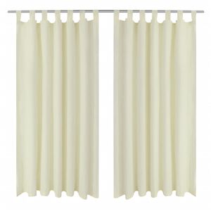 2 pcs Cream Micro-Satin Curtains with Loops 140 x 245 cm