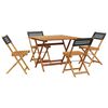 vidaXL 5 Piece Garden Dining Set Black Poly Rattan and Solid Wood