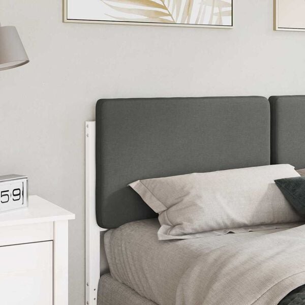 vidaXL Upholstered Headboard White and Light Grey 160 cm