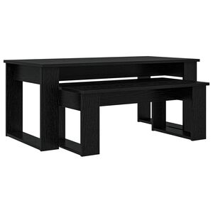 vidaXL Coffee Table Set 2 pcs Black Oak Engineered Wood