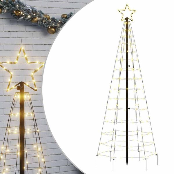 vidaXL LED Christmas Tree with Spikes 220 LEDs Warm White 180 cm