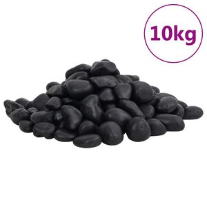 vidaXL Polished Pebbles 10 kg Black 2-5 cm