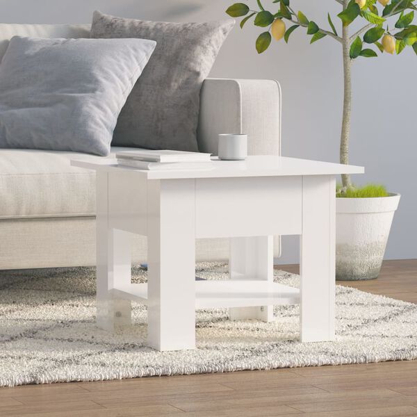 vidaXL Coffee Table High Gloss White 55x55x42 cm Engineered Wood