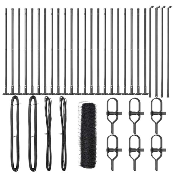 vidaXL Fence Post Grey 50 x 0.5 m (36 mm mesh) Steel and PVC