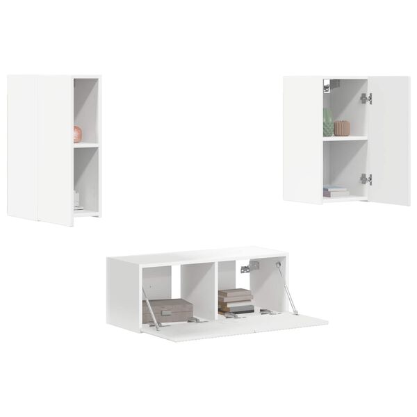 vidaXL TV Cabinet Set Wall-mounted 6 pcs White Engineered Wood