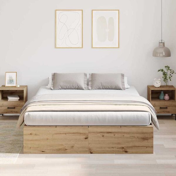 vidaXL Bed Frame with Storage Artisan oak 150 x 200 cm Engineered wood