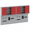 vidaXL Tool Cabinet and Pegboard Set 4 pcs Red 200 x 20 x 115 cm Steel