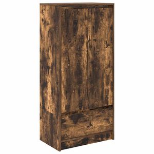 vidaXL Cabinet with Drawer Smoked Oak 55.5x34x119.5 cm Engineered Wood
