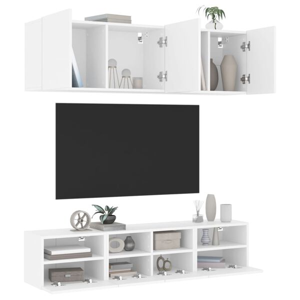 vidaXL 5 Piece TV Wall Units White Engineered Wood