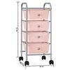 vidaXL 4-Drawer Mobile Storage Trolley Pink Plastic