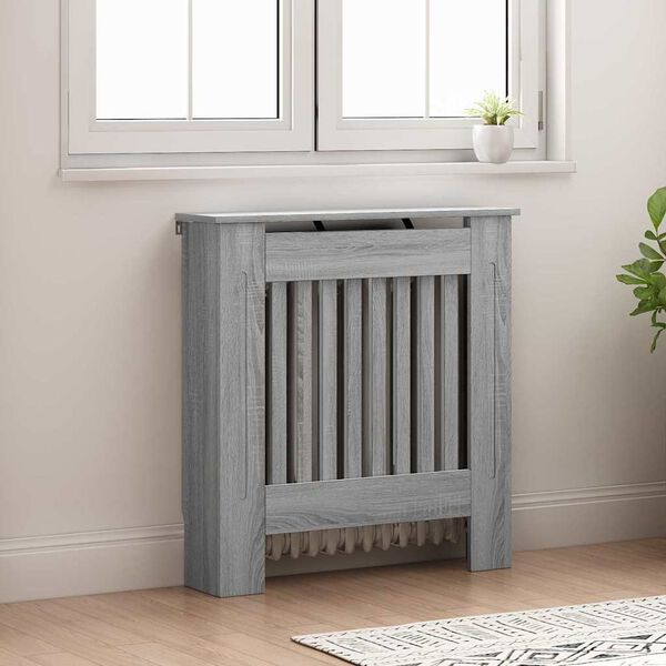 vidaXL Radiator Cover Grey Sonoma 78 x 19 x 81.5 cm Engineered Wood