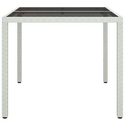 vidaXL Garden Table 90x90x75 cm Tempered Glass and Poly Rattan White