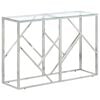 vidaXL Console Table Silver Stainless Steel and Tempered Glass