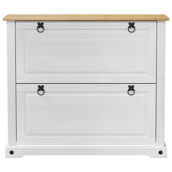 vidaXL Shoe Cabinet Corona White 99 x 32 x 85 cm Solid Pine Wood