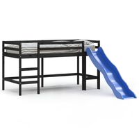 vidaXL Kids' Loft Bed with Slide Black 80x200 cm Solid Wood Pine