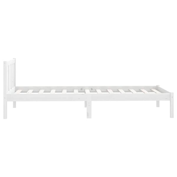 vidaXL Bed Frame without Mattress White Solid Wood Small Single