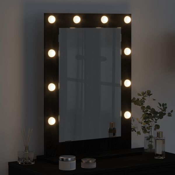 vidaXL Vanity Mirror Rectangular with Mirror Black Oak 70 x 50 x 18 cm
