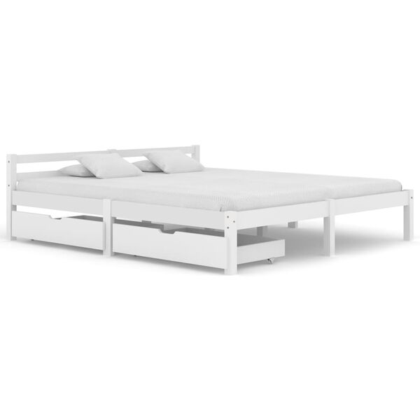 vidaXL Bed Frame without Mattress White Solid Pine Wood 180x200 cm Super King