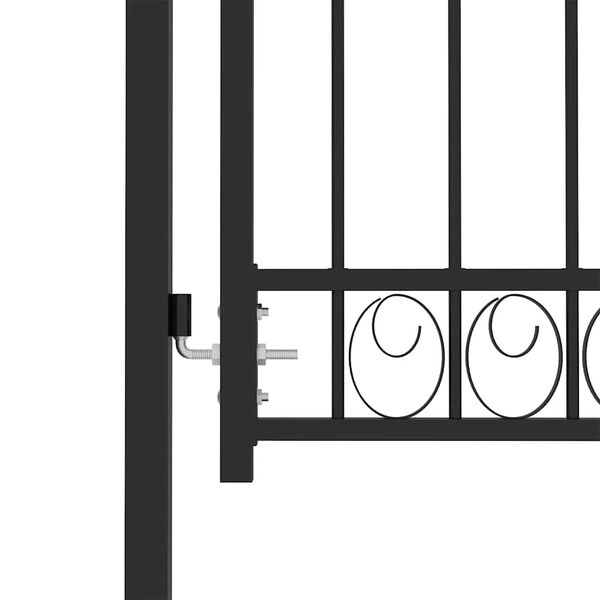 vidaXL Fence Gate Emmen with Arched Top Steel 100x98.5 cm Black