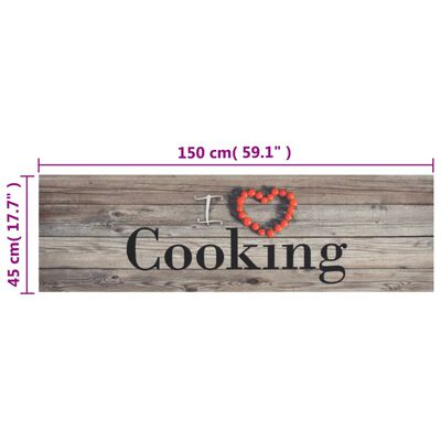vidaXL Kitchen Rug Washable Cooking Grey 45x150 cm Velvet