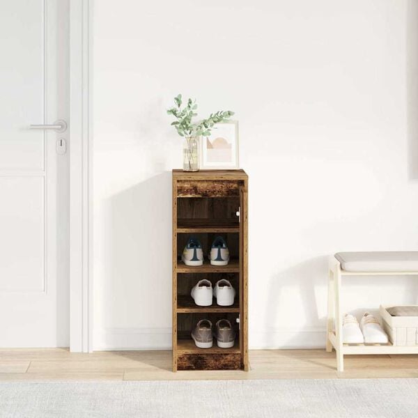 vidaXL Shoe Cabinet Old Wood 29.5x34x76 cm Engineered Wood