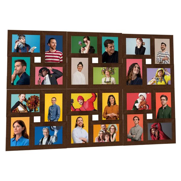 vidaXL Collage Photo Frame for 24x(13x18 cm) Picture Dark Brown MDF