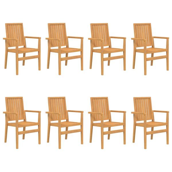 vidaXL Stackable Garden Chairs 8 pcs 56.5x57.5x91 cm Solid Wood Teak